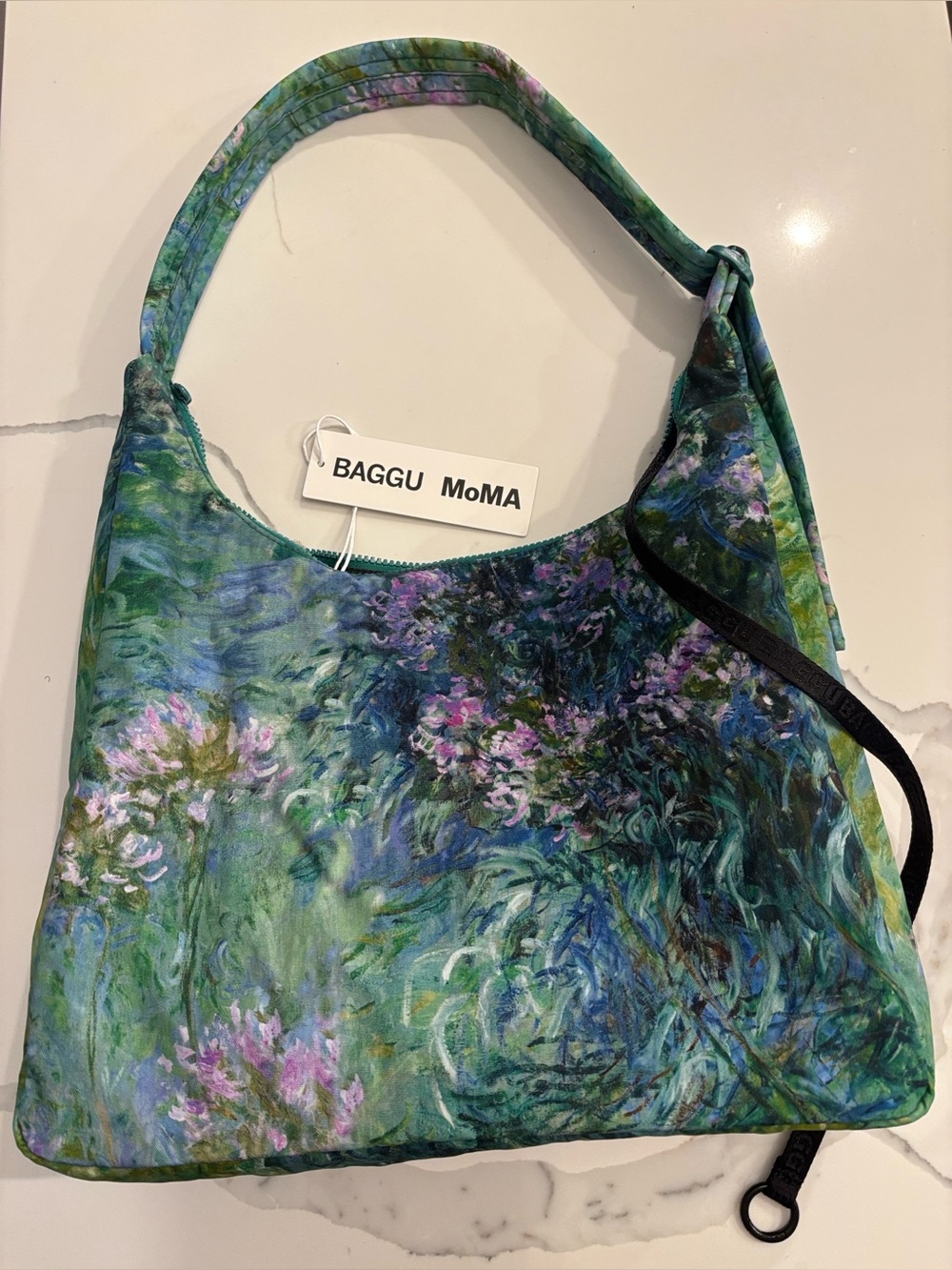 BAGGU MoMA Green & Blue Floral Shoulder Bag
